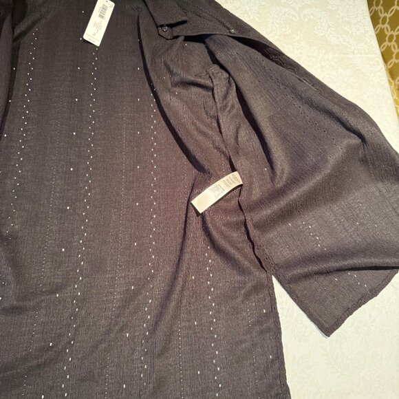 Chico’s Black Textured Button Front Blouse – Size 2 - NWT - Picture 5 of 12